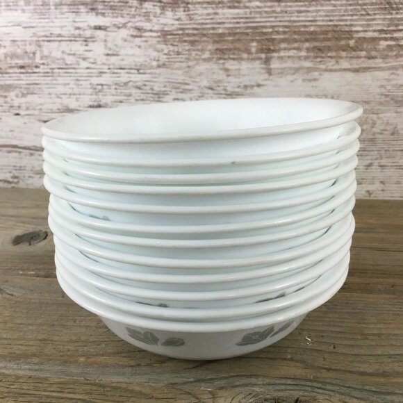 Set of 4 Corelle Friendship 10 Oz Dessert Bowls 5 3/4" White w/ Gray Flowers - Picture 15 of 16